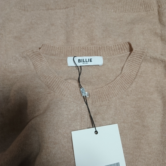 Billie Tan Knit Short Sleeve Merino Wool Cardigan Sweater - Picture 4 of 9